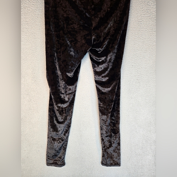 MeMoi Leggings Womens Sz M-L Black Crushed Velvet Stretch Comfort Dress it Up - Picture 8 of 9